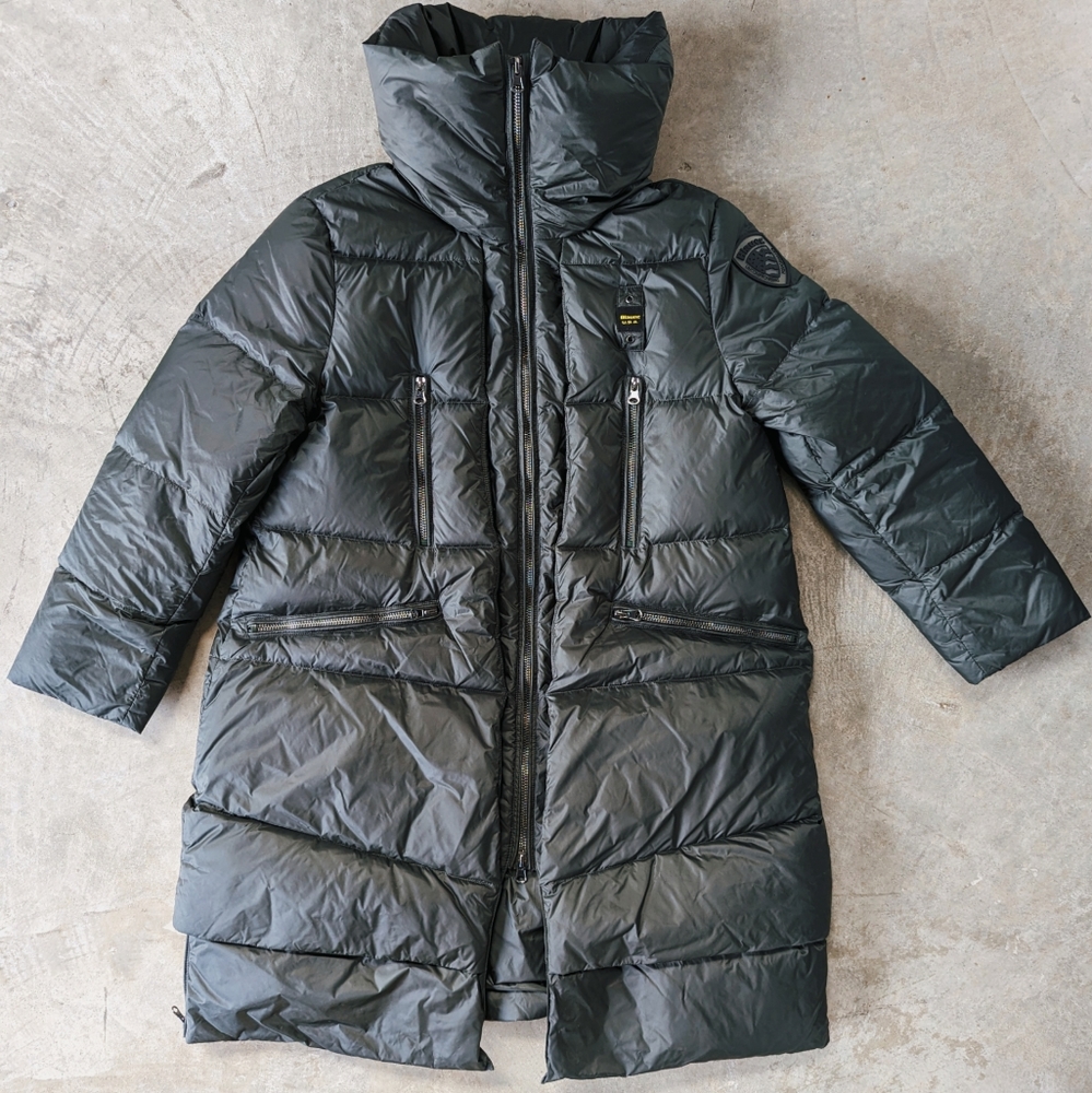 Blauer USA Women's Long Line Green Down Jacket